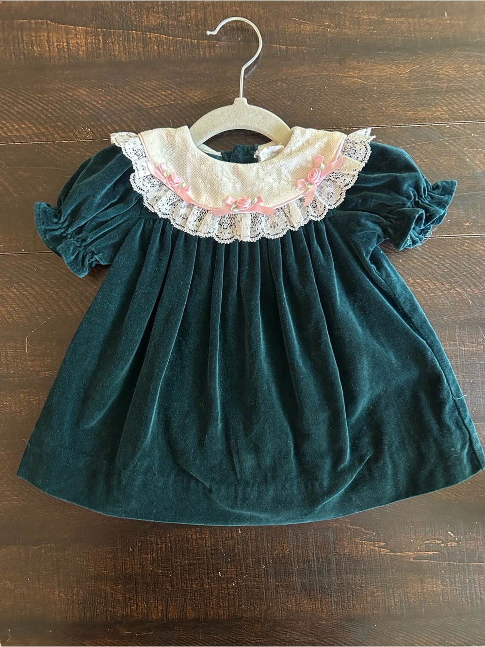 vintage green velvet baby holiday dress
